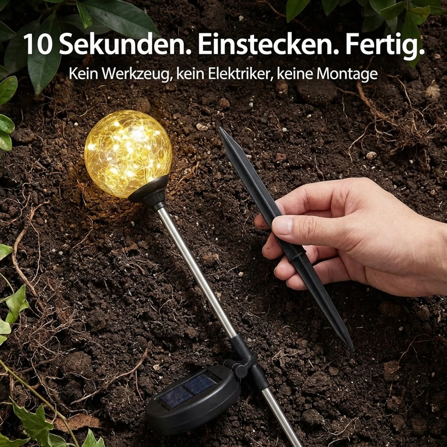 SolarGlow – Solar Gartenstecker LED Mosaik Glaskugel