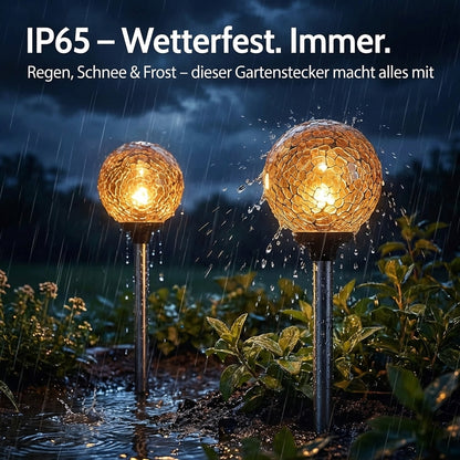SolarGlow – Solar Gartenstecker LED Mosaik Glaskugel
