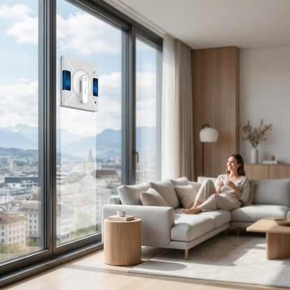 Fensterputz-Roboter mit Wasserspray