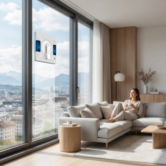 Fensterputz-Roboter mit Wasserspray