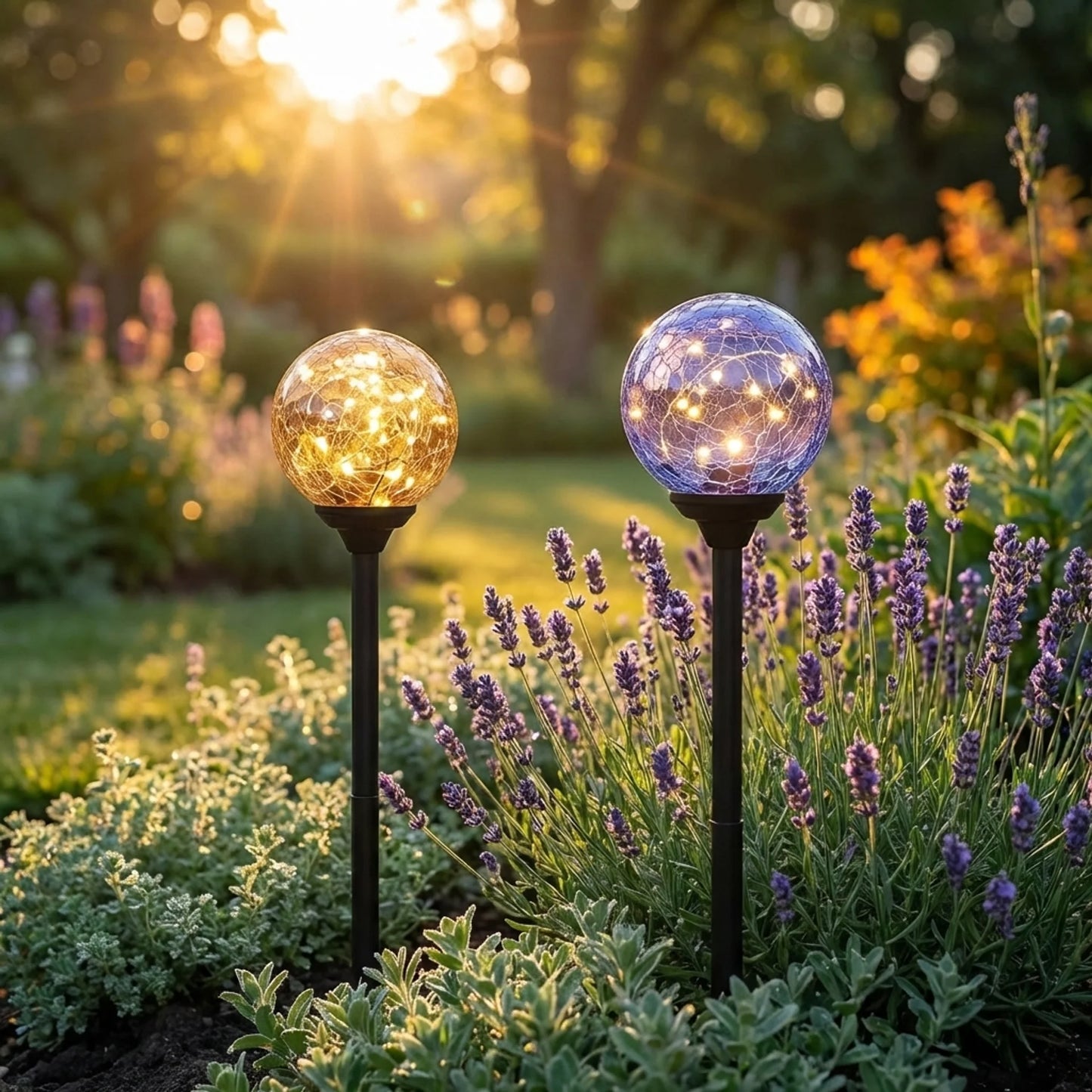 SolarGlow – Solar Gartenstecker LED Mosaik Glaskugel