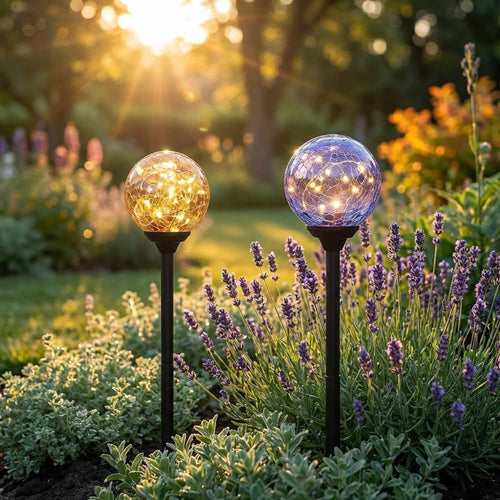SolarGlow – Solar Gartenstecker LED Mosaik Glaskugel