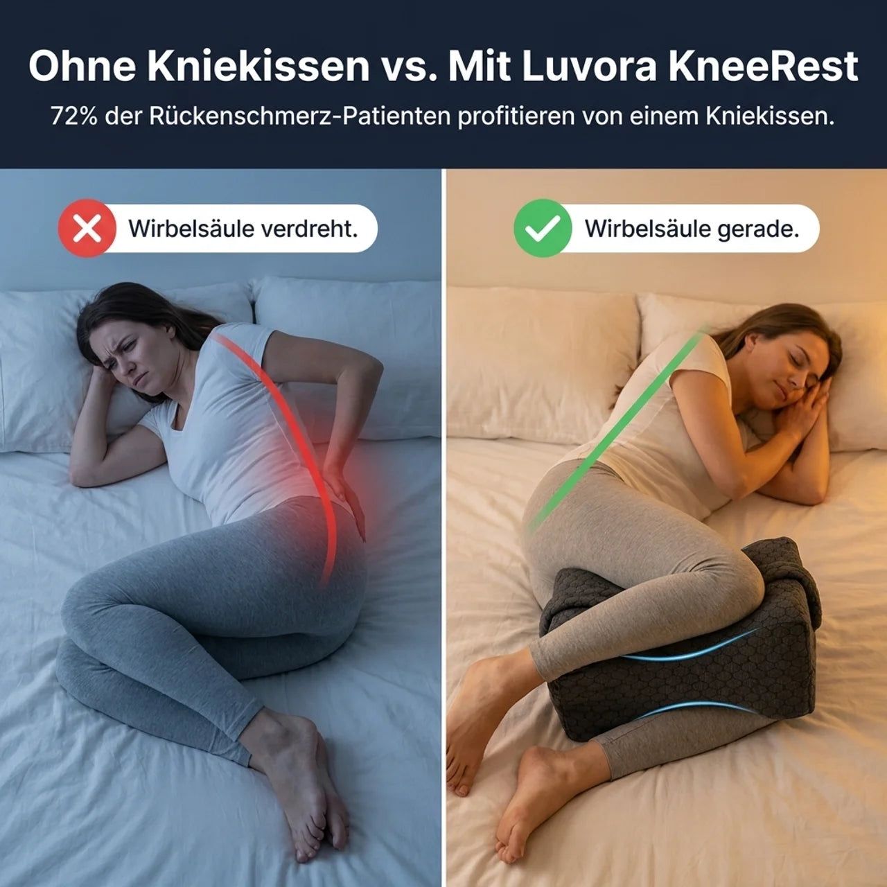 LUVORA KneeRest – Orthopädisches Kniekissen Seitenschläfer